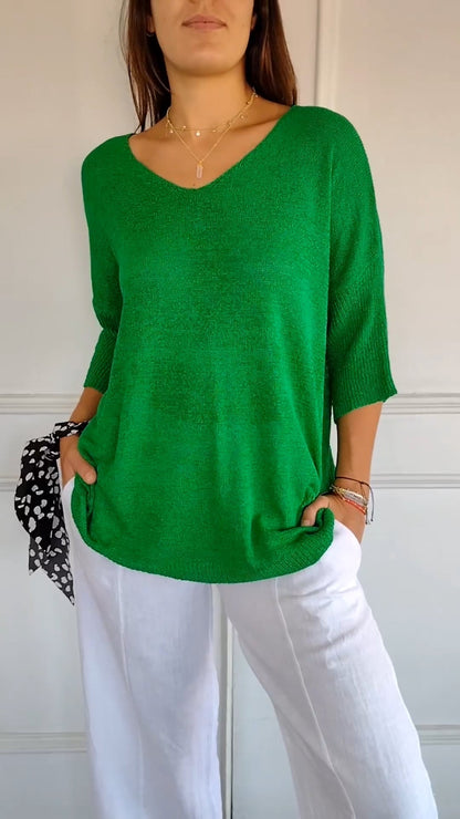 Inaya | Pull en Tricot Uni Avec Encolure en V