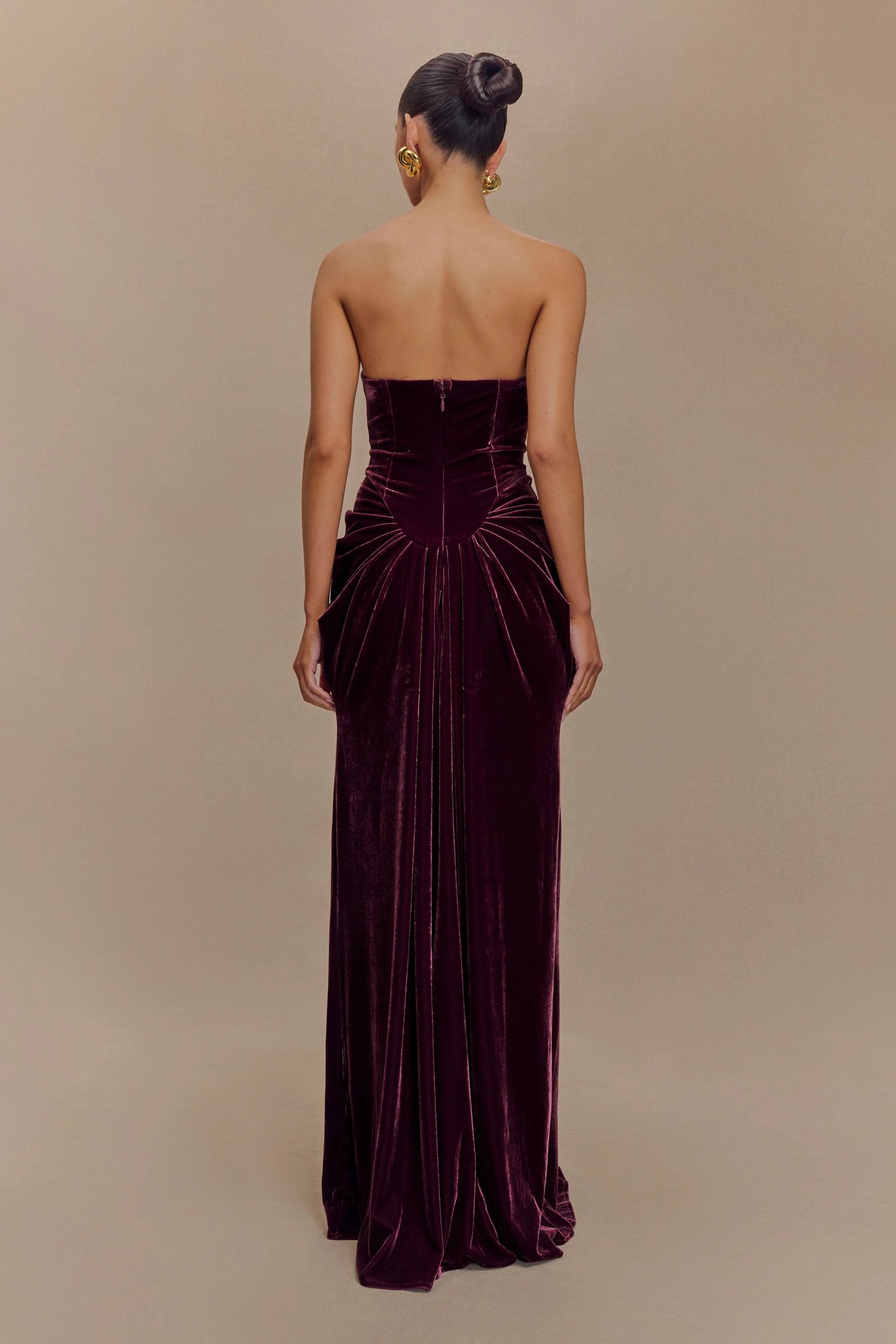 Robe Longue en Velours Sans Bretelles